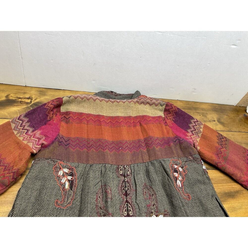 Soft Surroundings Embroidered Gray Sweater Jacket with Rust and Purple Accents - Picture 13 of 13